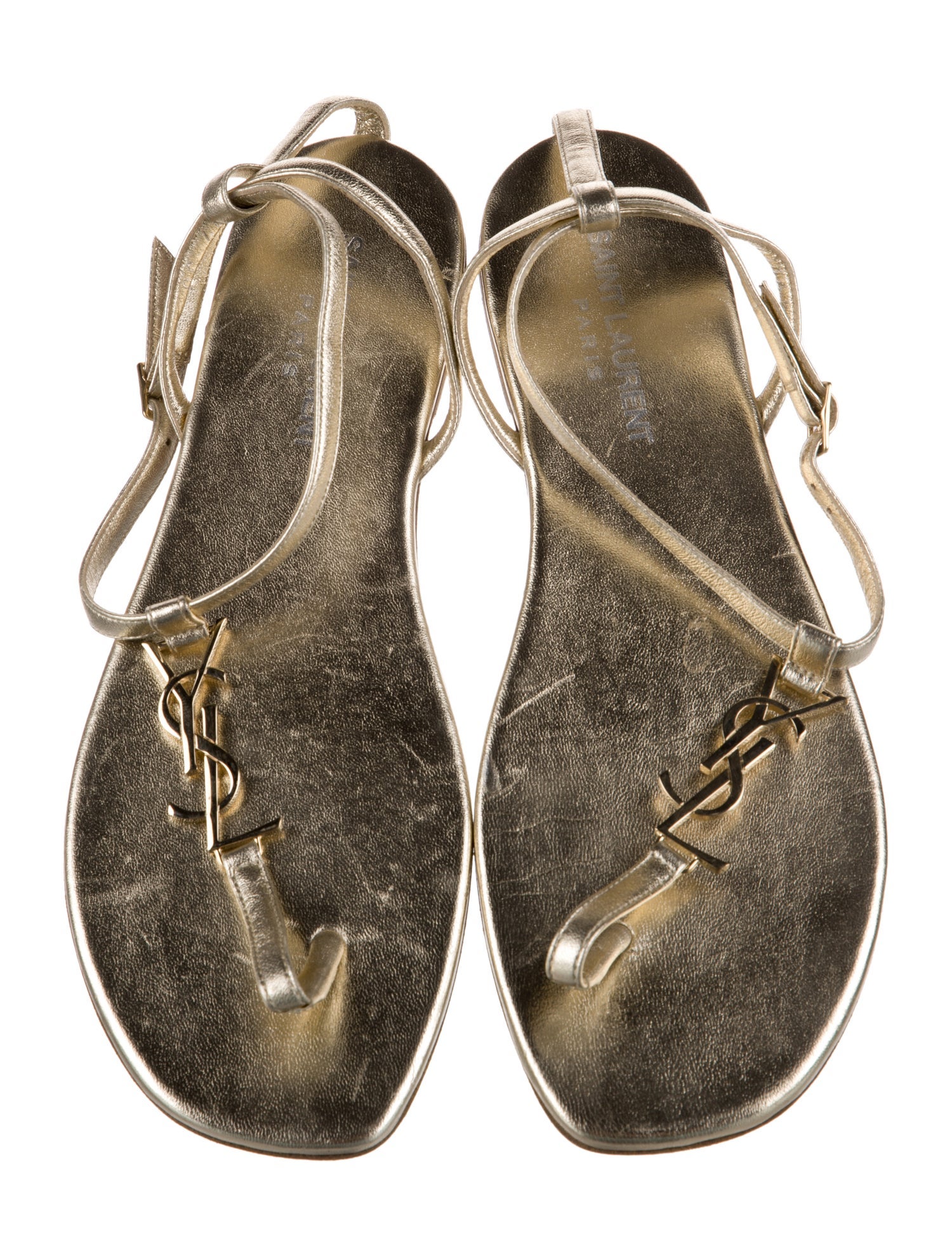 Saint Laurent Leather T-Strap Sandals